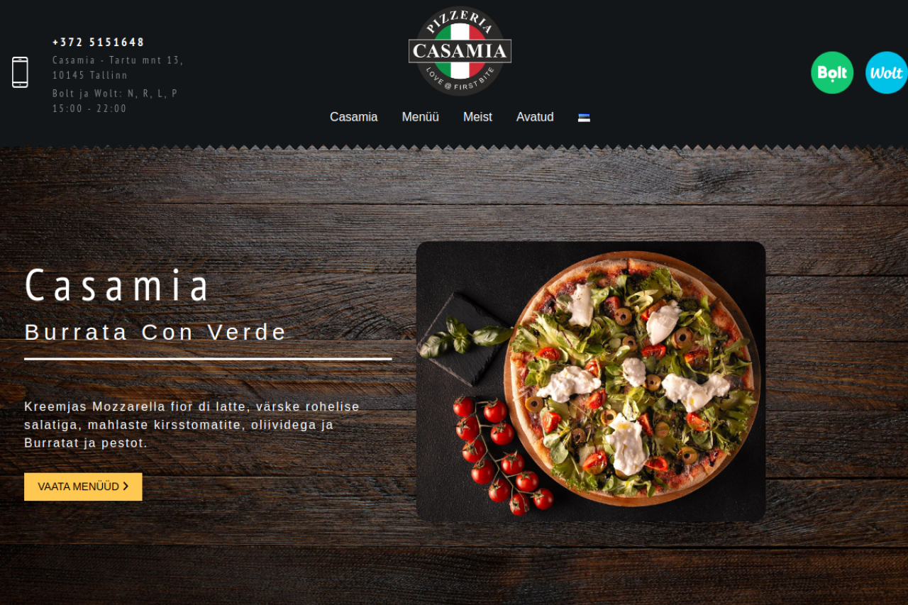 Casa Mia Pizza website